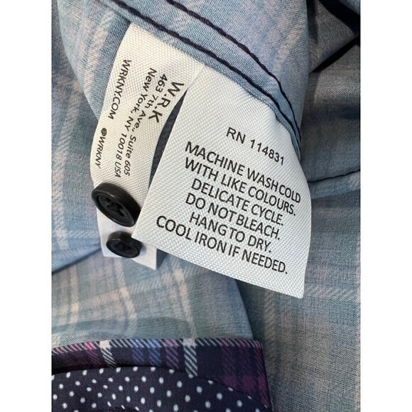 NWOT W.R.K Size 16 OMBRE 4 Way Stretch CHECK PERFORMANCE DRESS SHIRT MSRP $98 - Picture 8 of 14